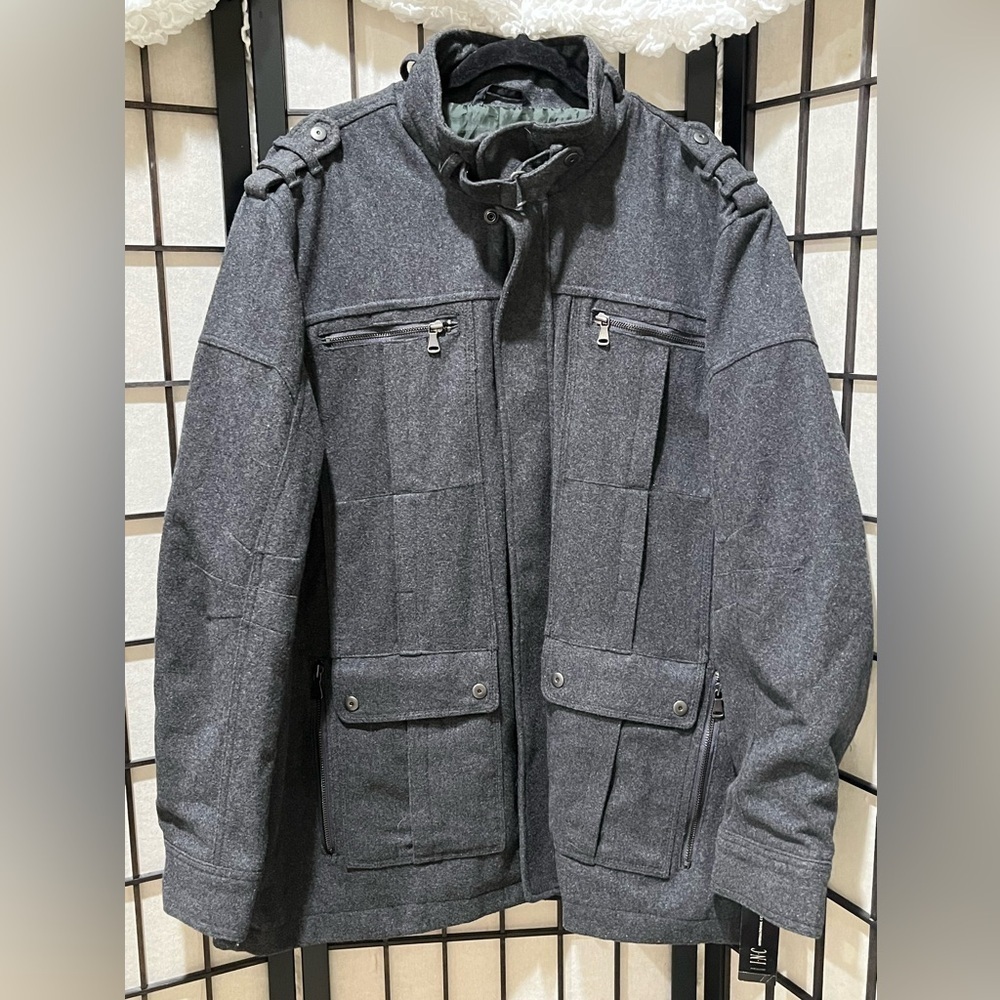 INC International Concepts Gray Military WOOL BLEND PEACOAT, JACKET MEN SIZE XXL
